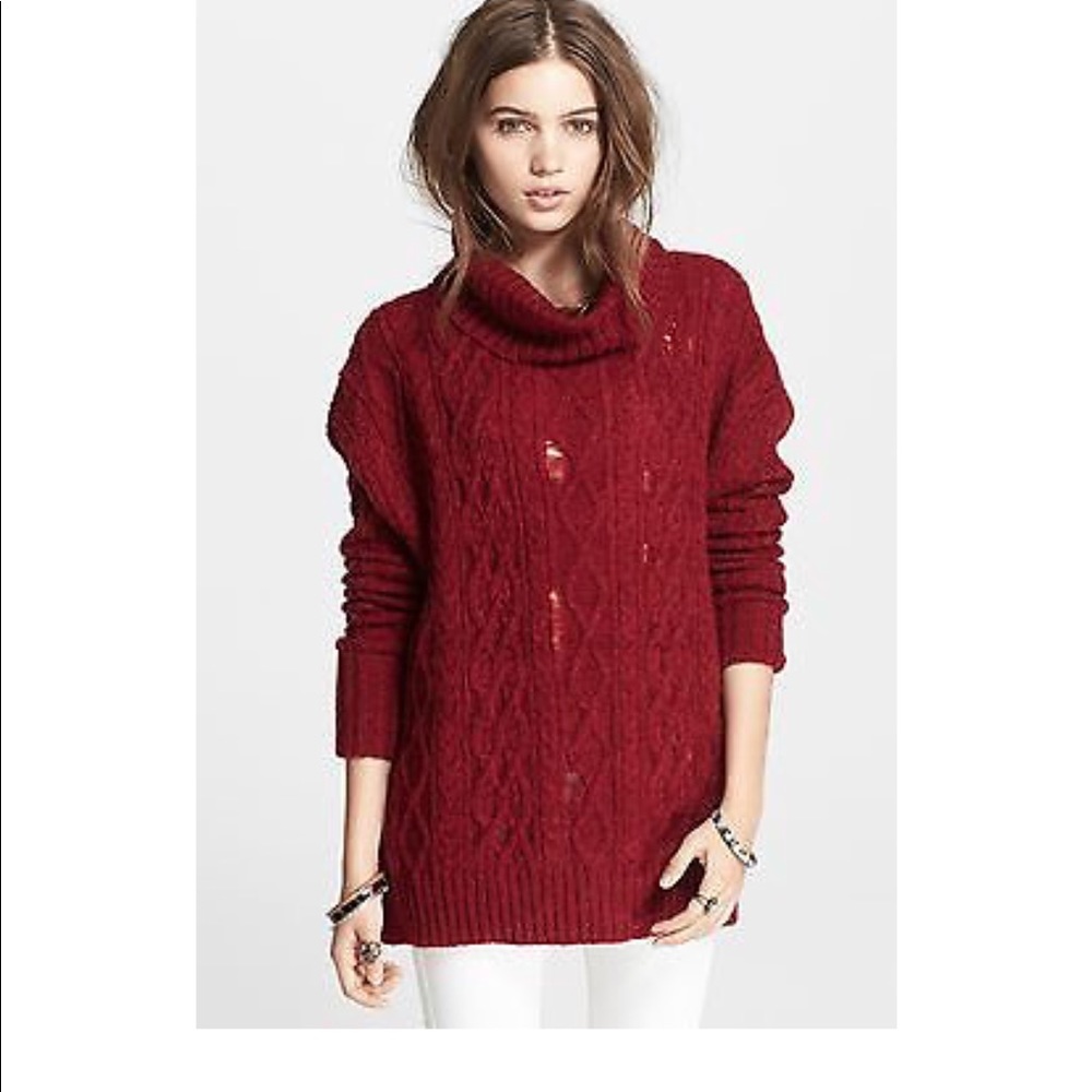 Free people cable knit cowl sweater